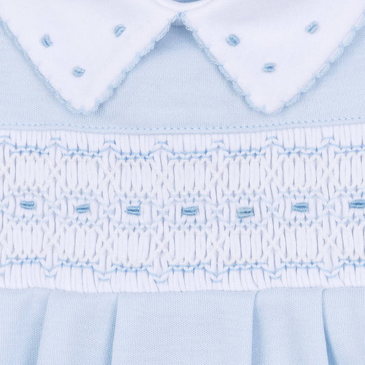 Landry Smocked Footie - Lt Blue