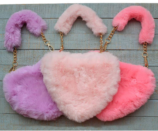 Furry Heart Purse - Lavender