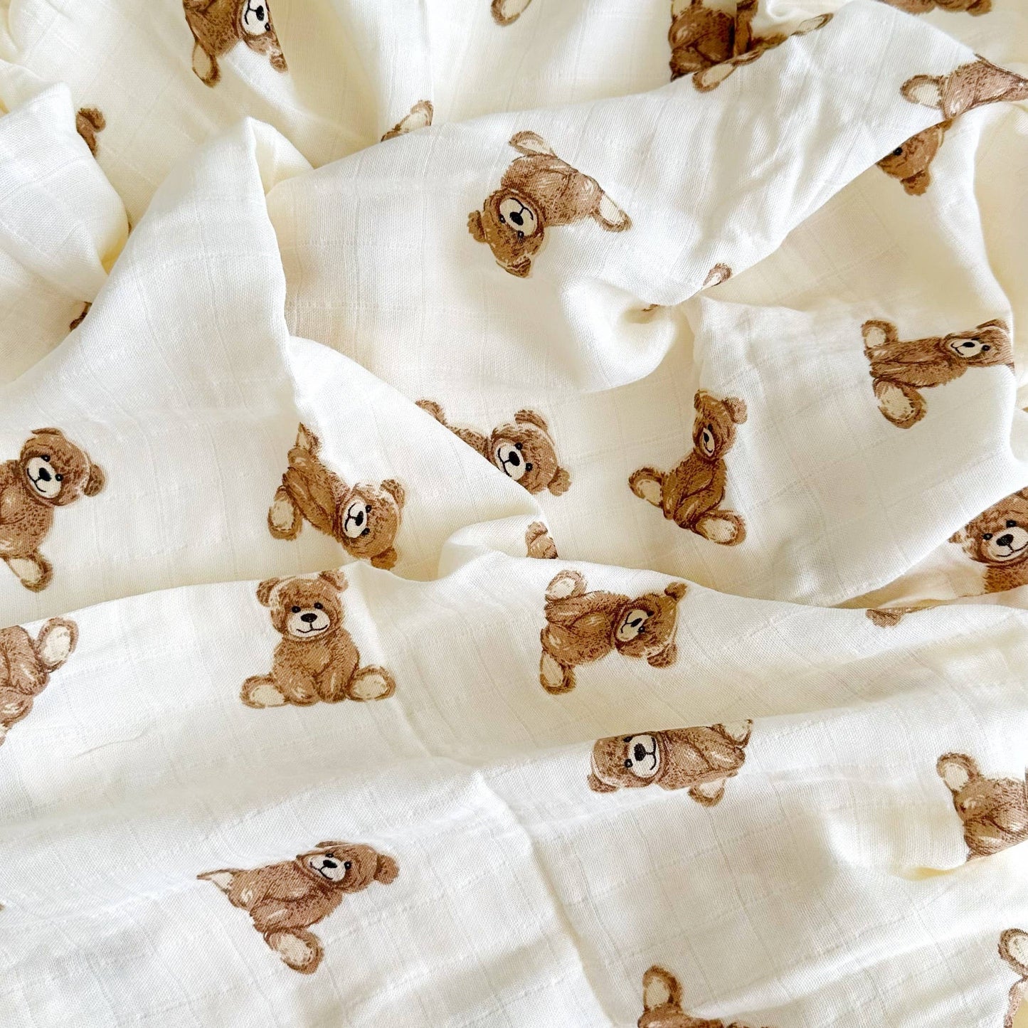 Muslin Swaddle Blanket - Teddy Bear