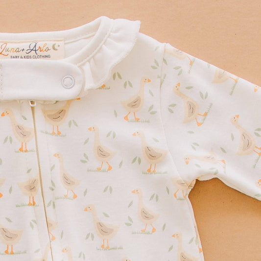 Goose Tales Ruffle Zip Footie