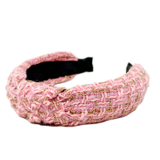 Tweed Knotted Headband - Pink