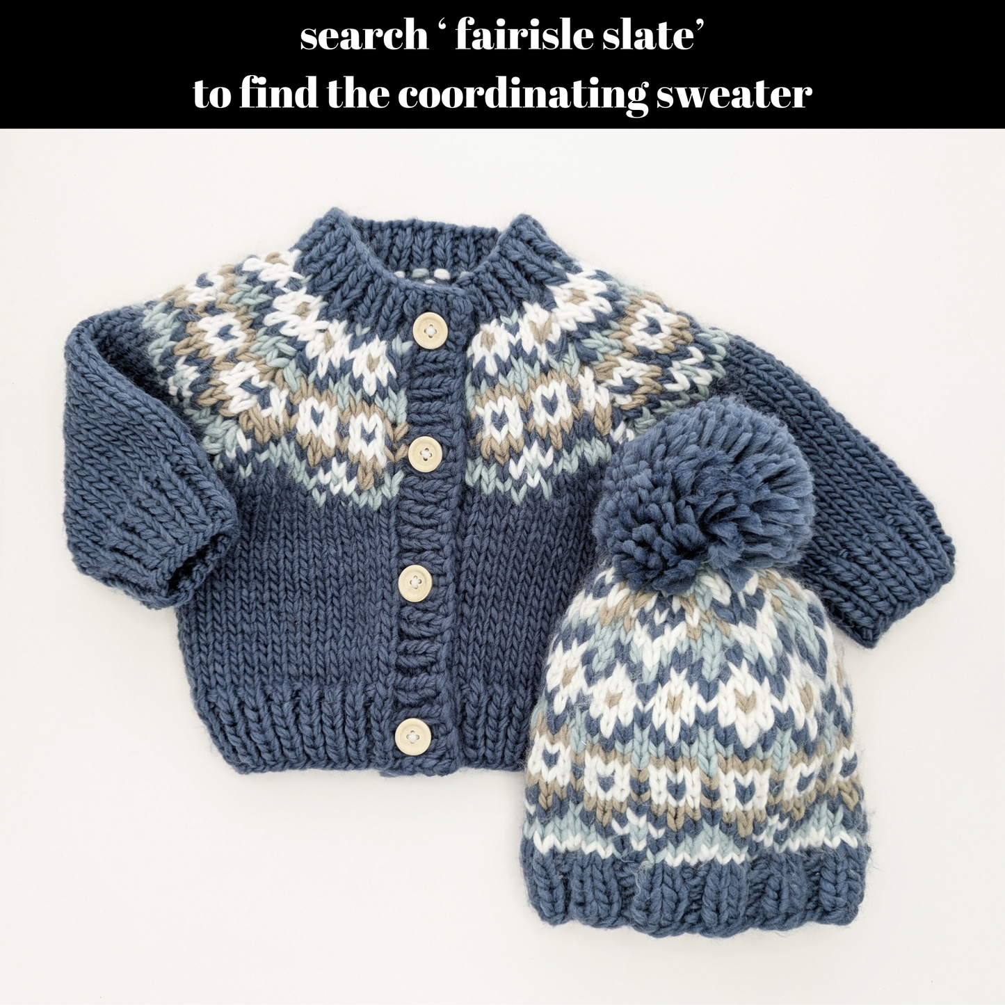 Fairisle Slate Beanie Hat