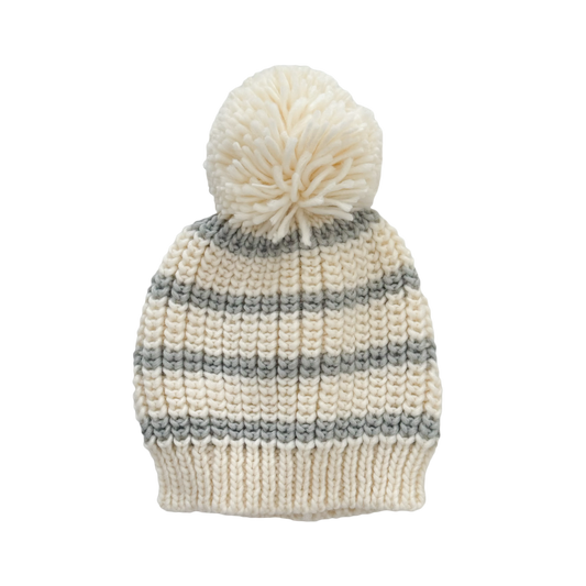 Rib Knit Stripe Hat - Bowie Grey