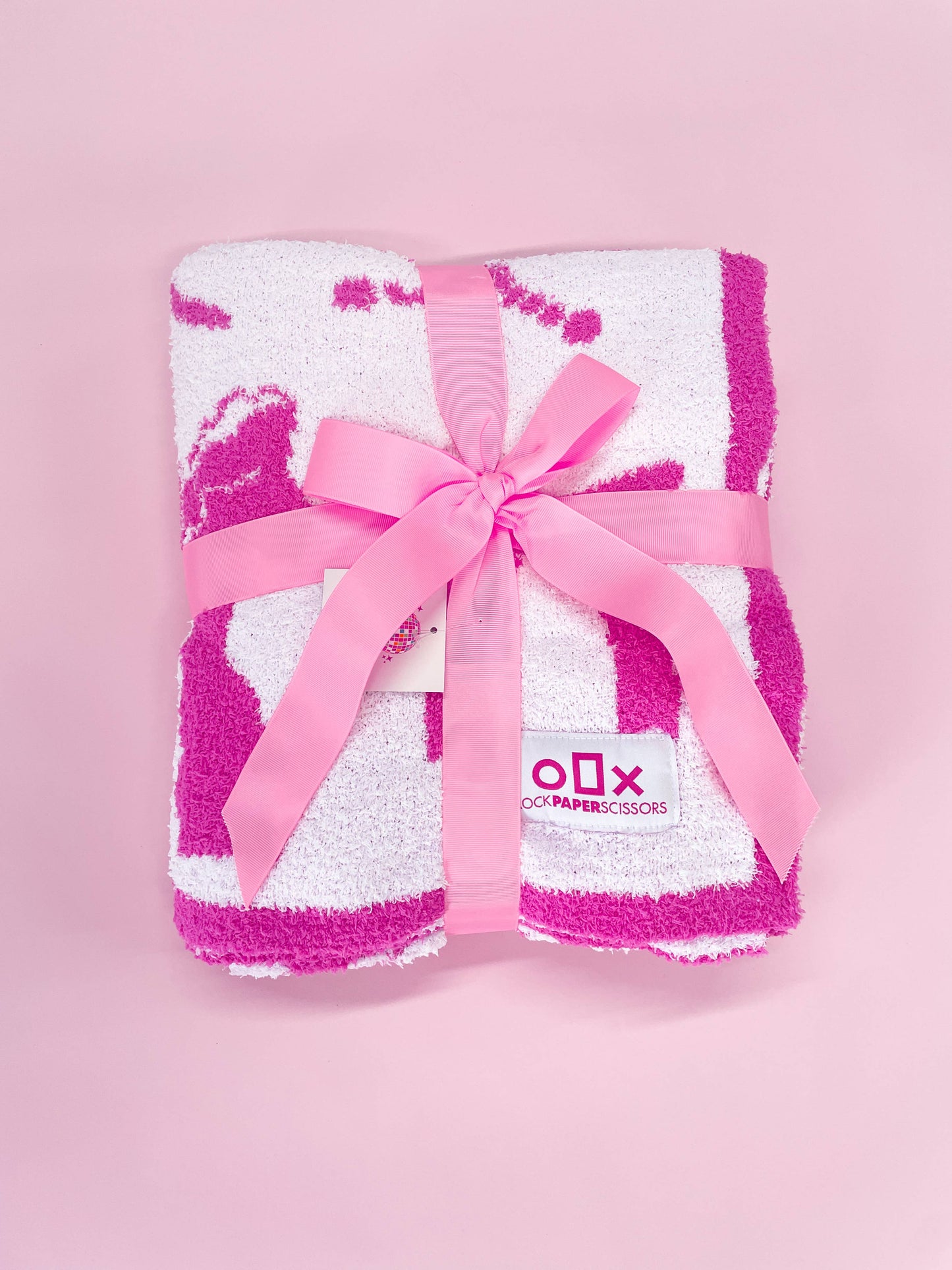 Cozy Pink Bow Throw Blanket