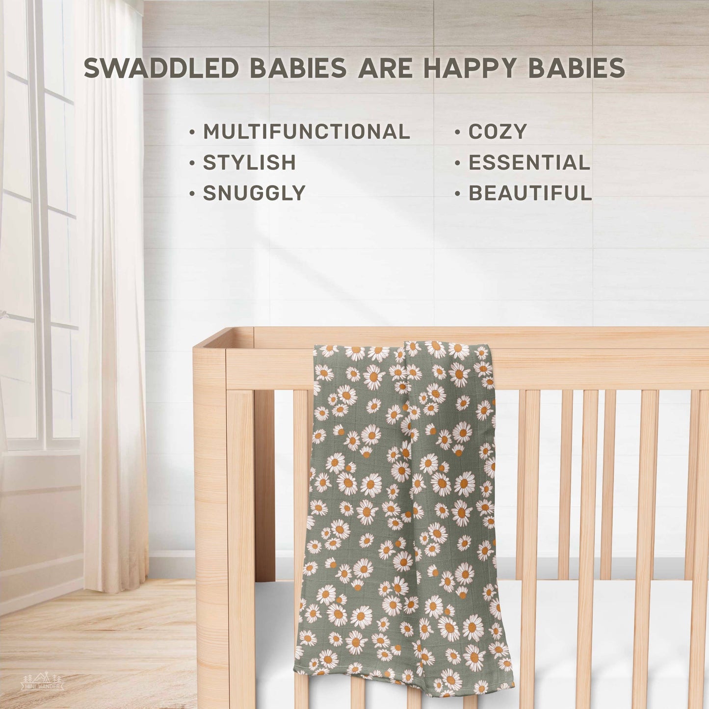 Muslin Swaddle  – Daisy Blush Pink