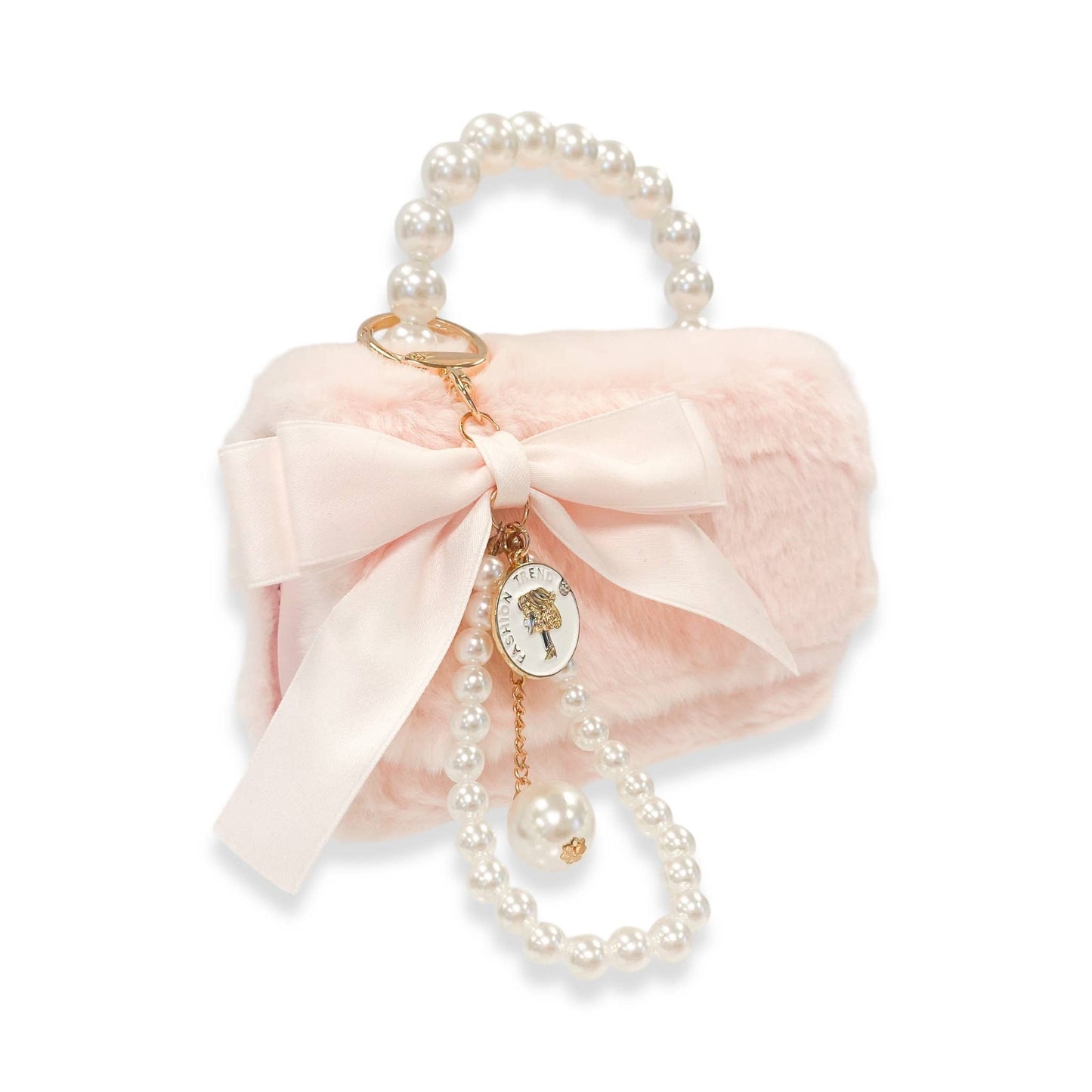 Furry Purse w/ Charm - Pink