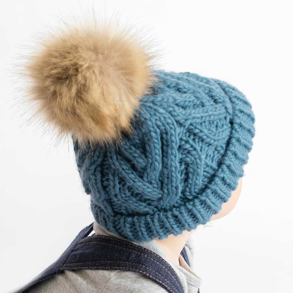 Pop Pom Pom Beanie- Slate Blue