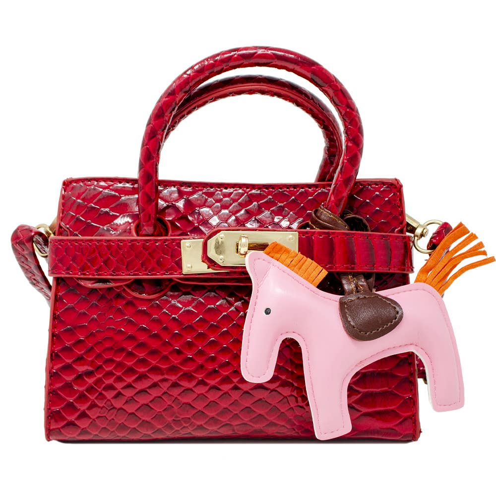 Crocodile Pony Handbag - Red