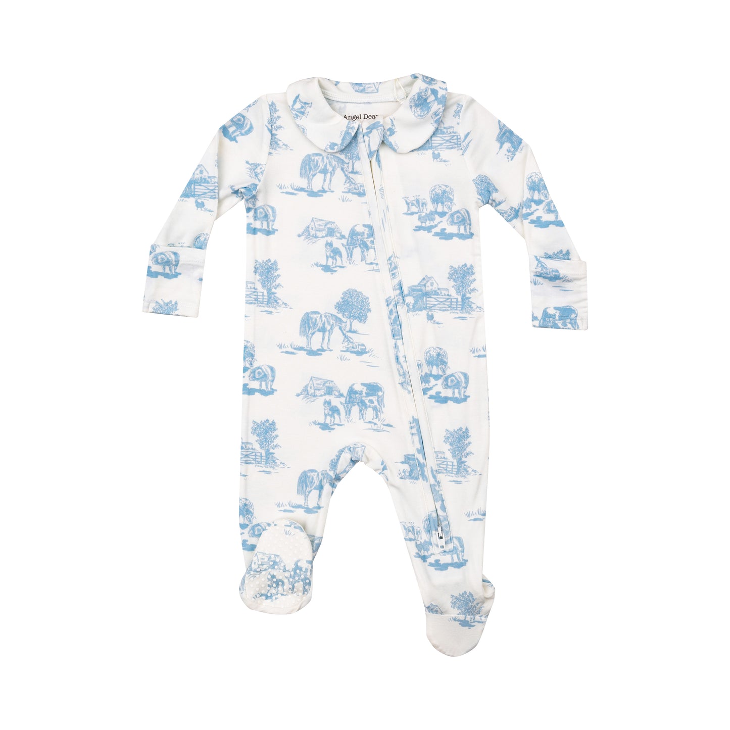 AD Zipper Footie - Blue Farm Toile