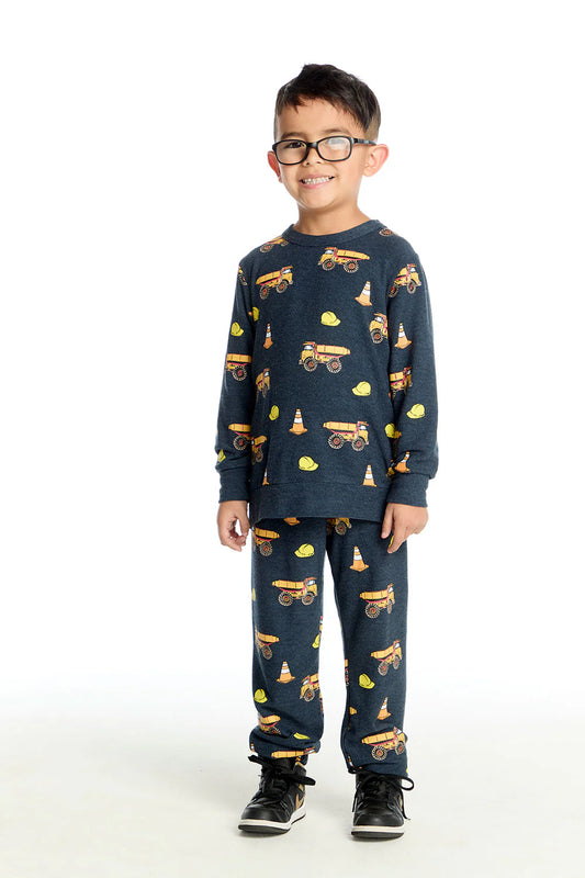 Cozy Knit Pullover- Construction Trucks