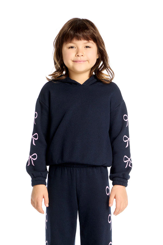 Semi Cropped Hoodie- Stormy Bows