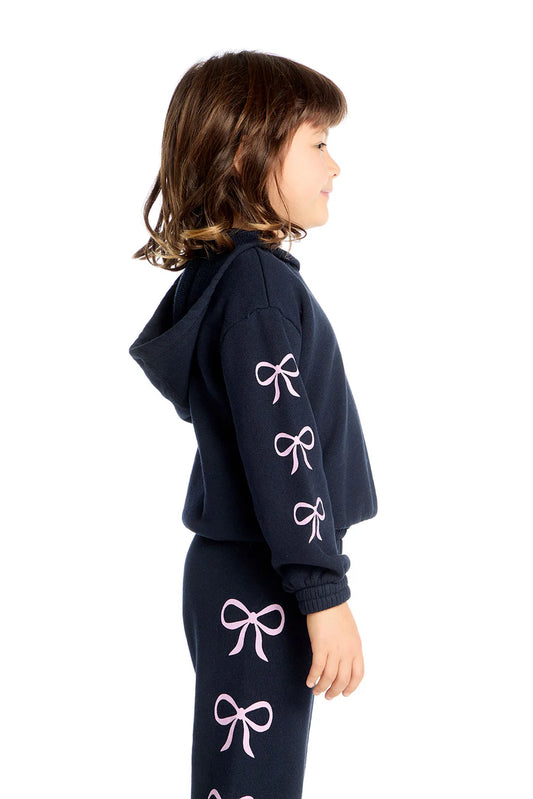 Semi Cropped Hoodie- Stormy Bows