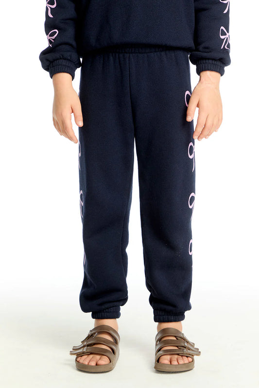 Cotton Terry Sweatpant- Stormy Bows