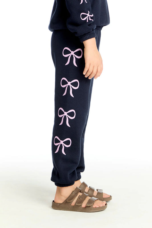 Cotton Terry Sweatpant- Stormy Bows