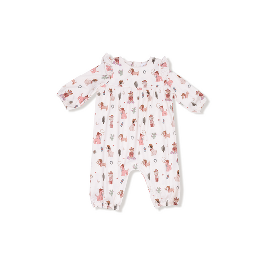 Ruffle Romper - Cowgirl Dogs
