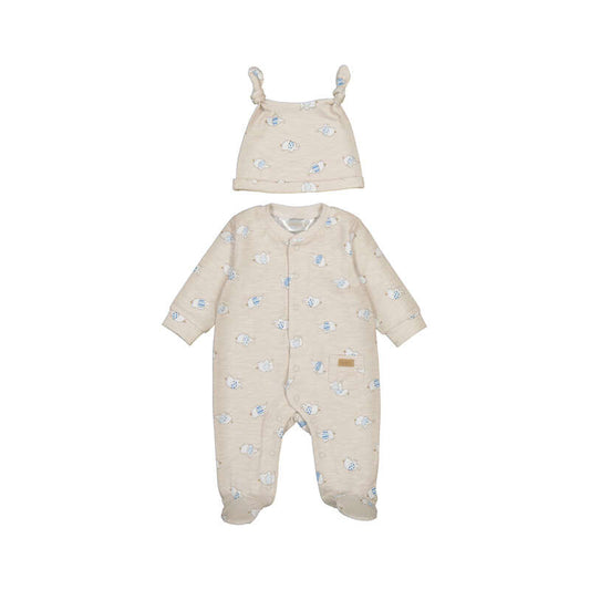 Long Onesie w/Hat- Beige 1718