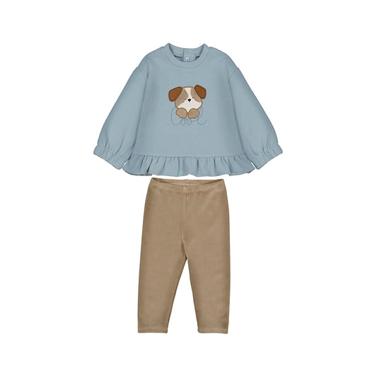 Pullover & Legging Set - Lt Blue/ Taupe