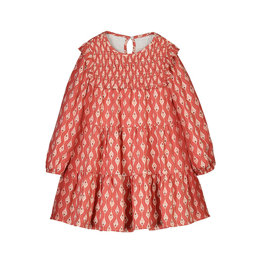 Printed Dress- Dark Red 4912
