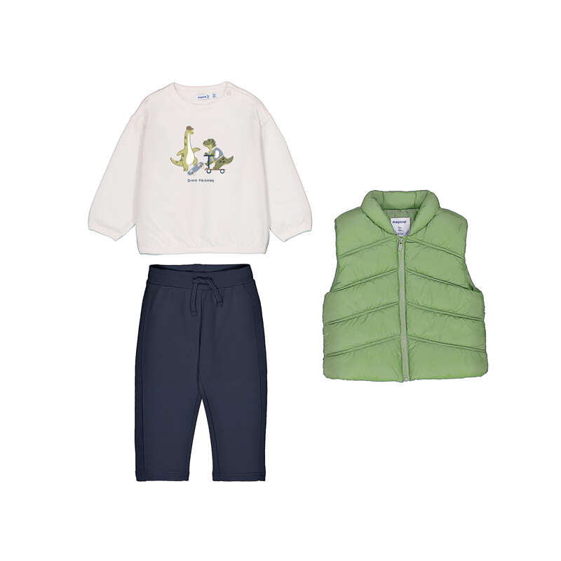 Dino Sweat Vest Set- Green