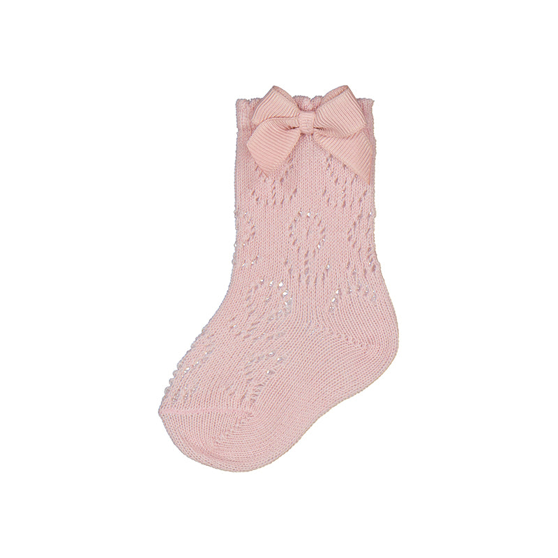 Knit Bow Sock - Blush 9865