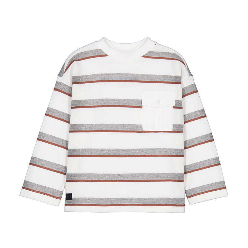 LS Striped Tee- Cream. 4008