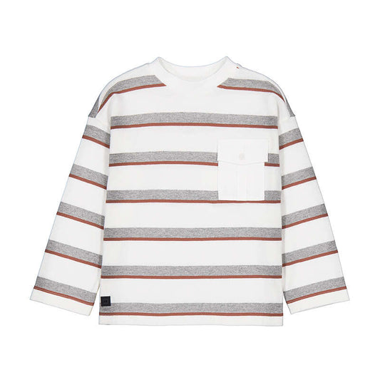 LS Striped Tee- Cream. 4008