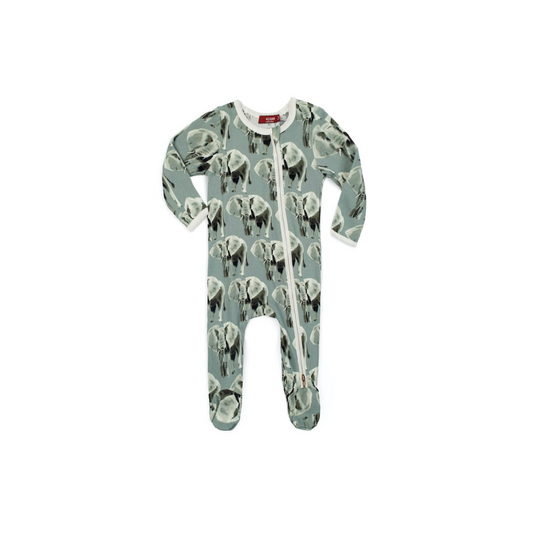 MB Zipper Footed Romper - Grey Elephant