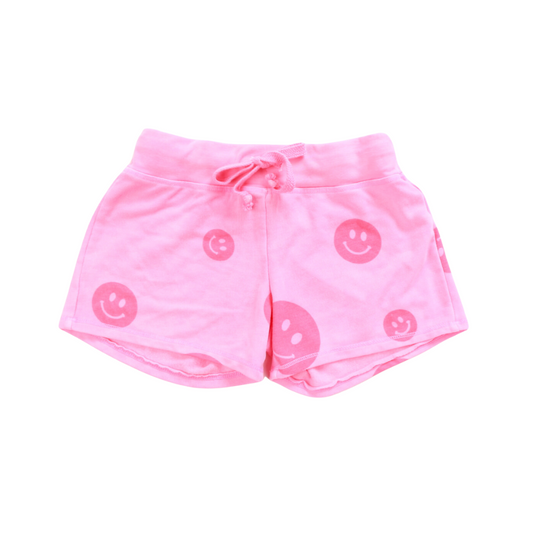 Happy Face Shorts - Neon Pink