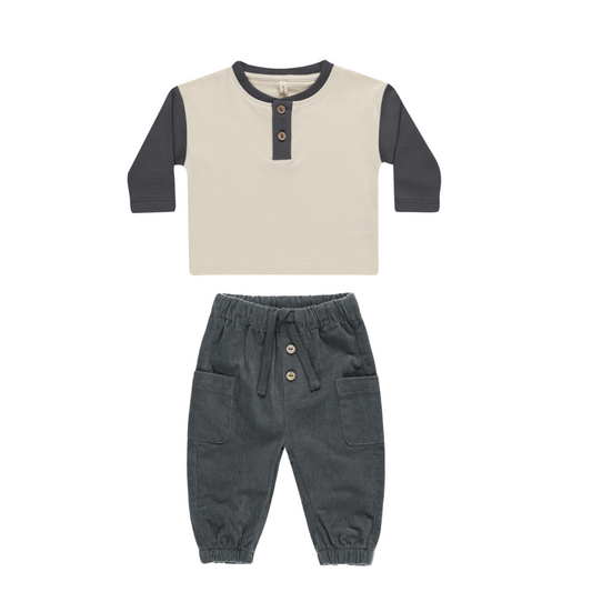 Henley & Pant Set - Indigo