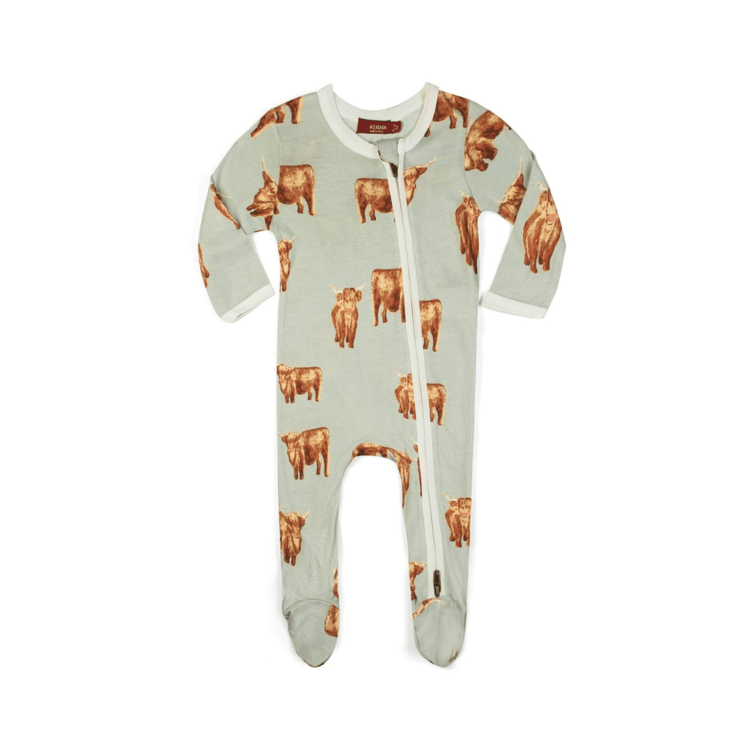 MB Zipper Footed Romper - Highland Cow