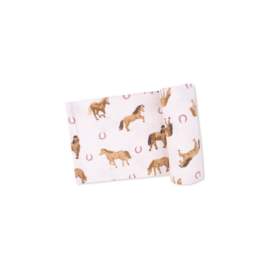 AD Swaddle - Horses Pink