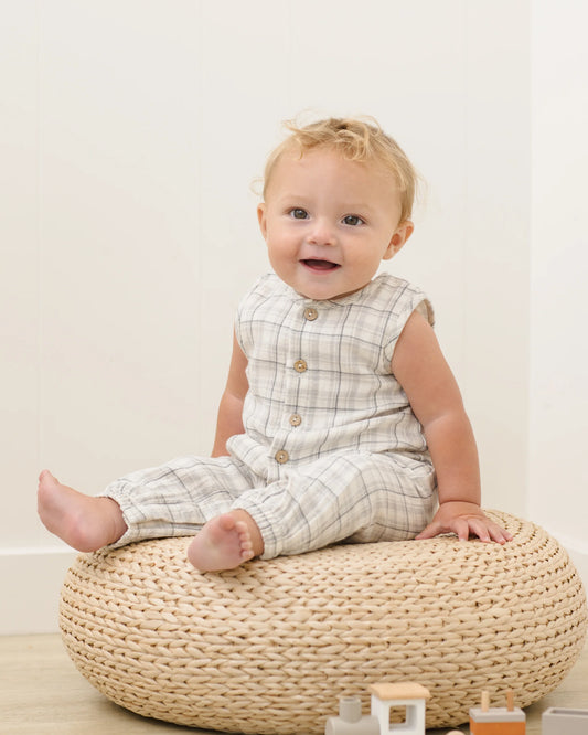 Woven Jumpsuit- Blue Plaid
