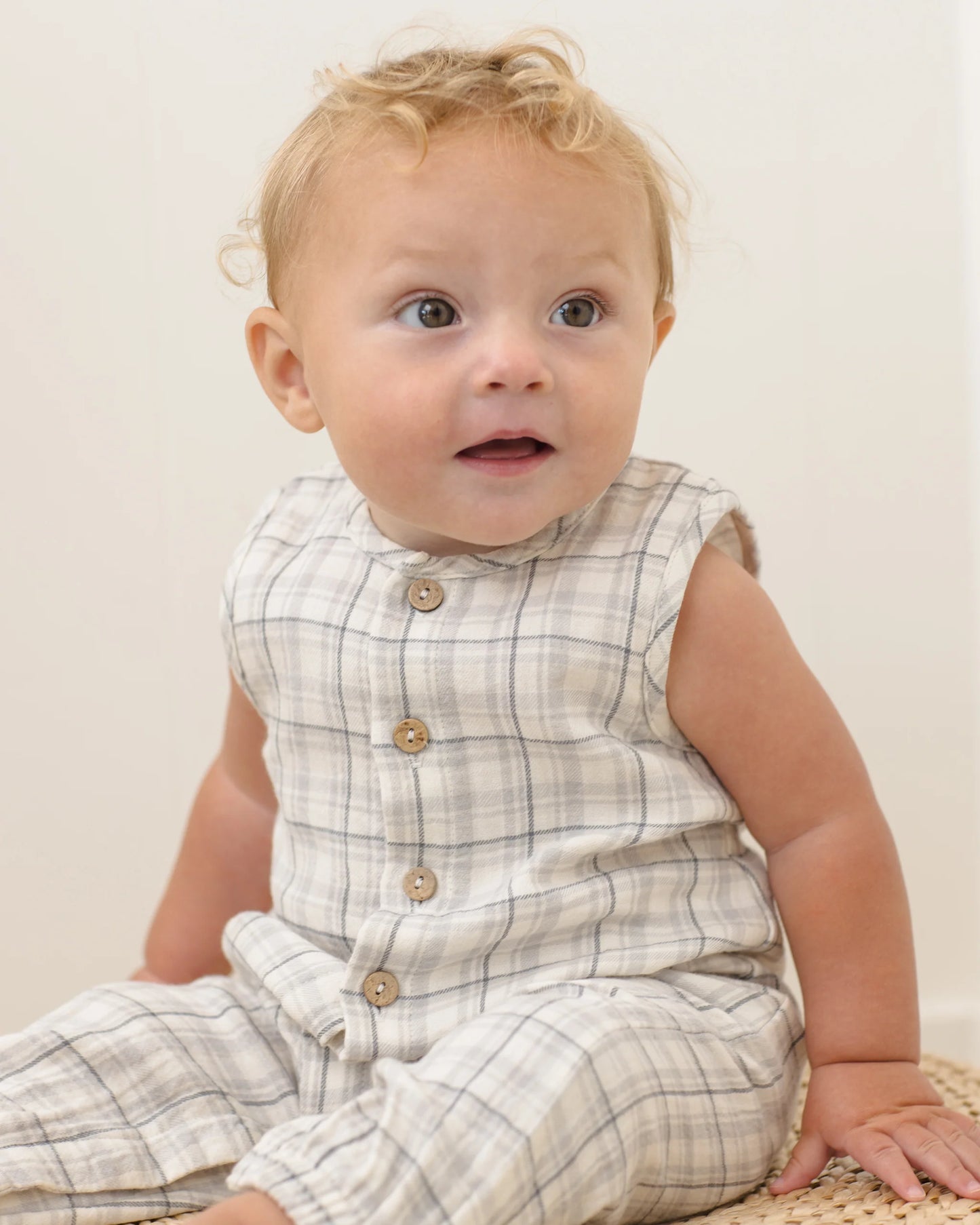 Woven Jumpsuit- Blue Plaid