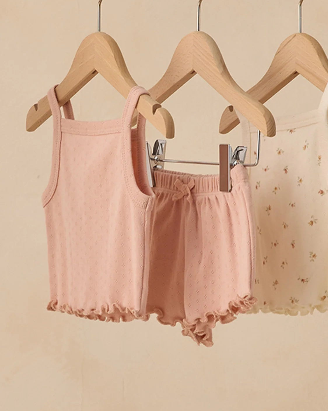 Pointelle Shortie Set- Melon