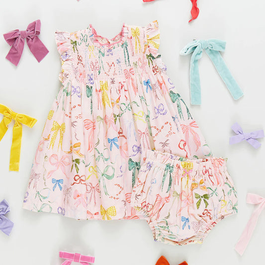Baby Stevie Dress - Watercolor Bows