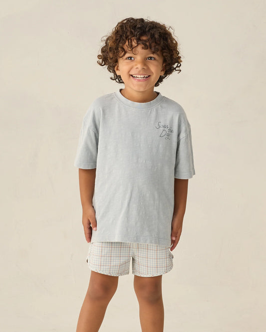 Swim Trunk- Lt Blue Plaid