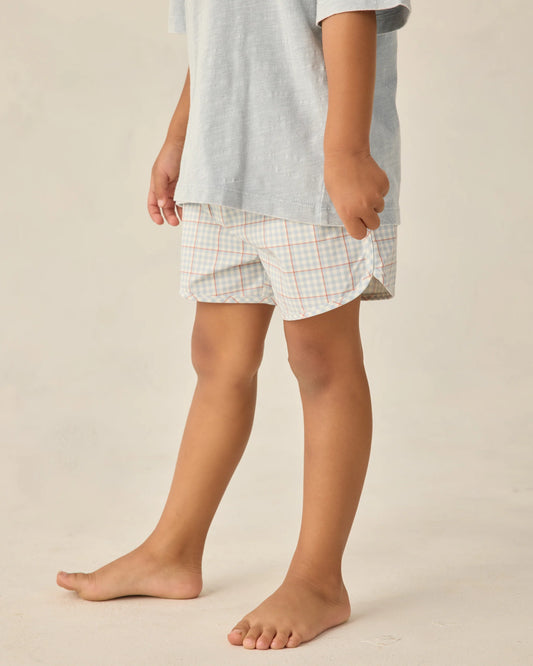 Swim Trunk- Lt Blue Plaid