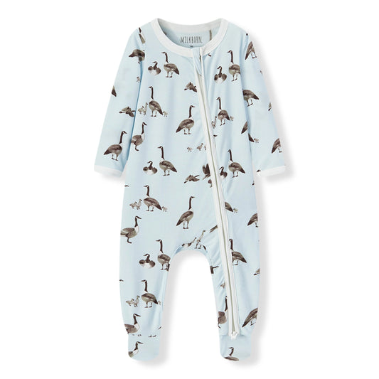 MB Zipper Footed Romper - Goose