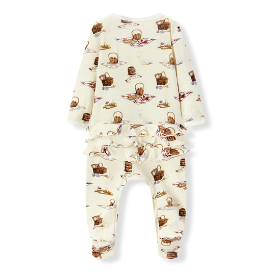 MB Ruffle Zip Footed Romper - Picnic