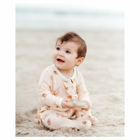 MB Ruffle Zip Footie - Seashells