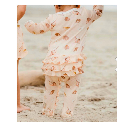 MB Ruffle Zip Footie - Seashells