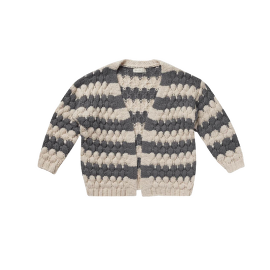 R+C Bubble Knit Cardigan - Slate Stripe