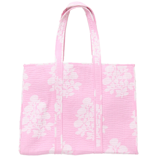 Small Quilted Tote - Pink Bouquet Floral