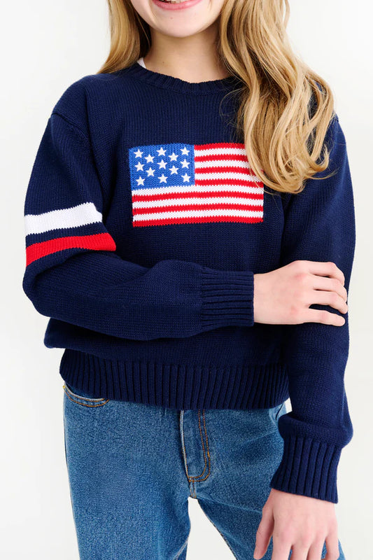 Seaton Sweater- Navy Flag