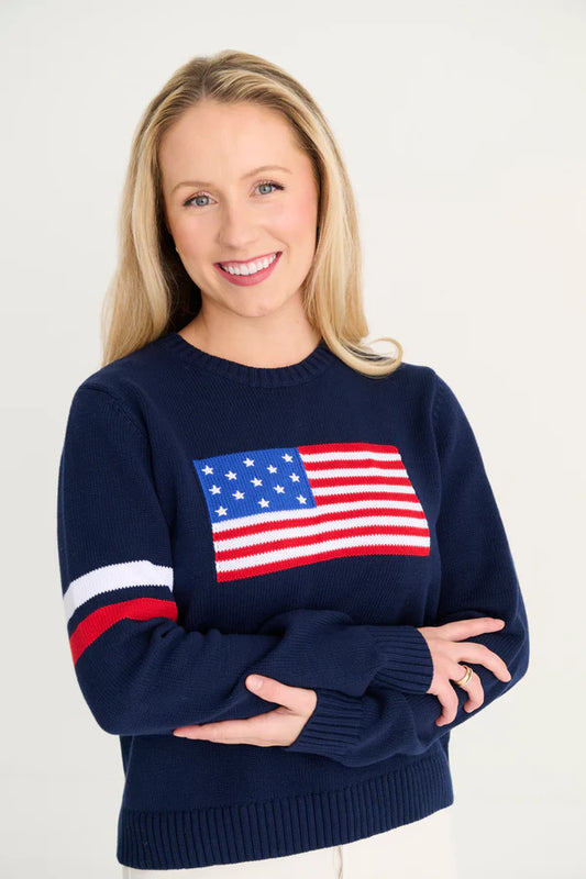 Adult Seaton Sweater- Navy Flag