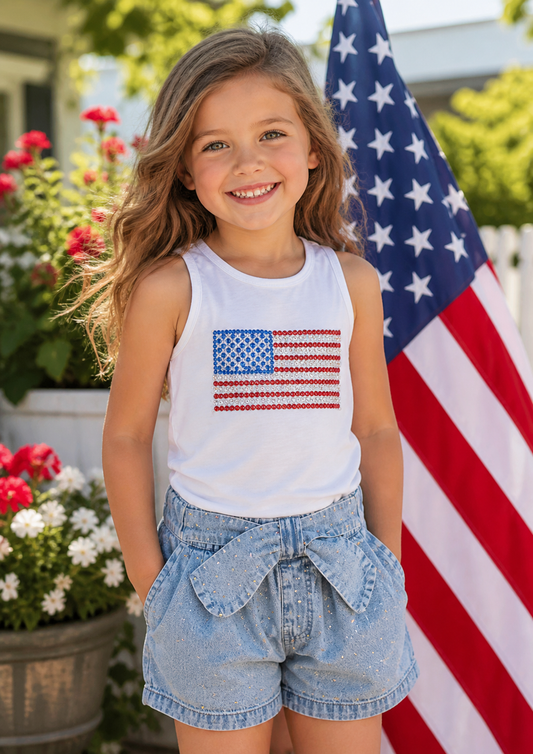 American Flag Tank- White