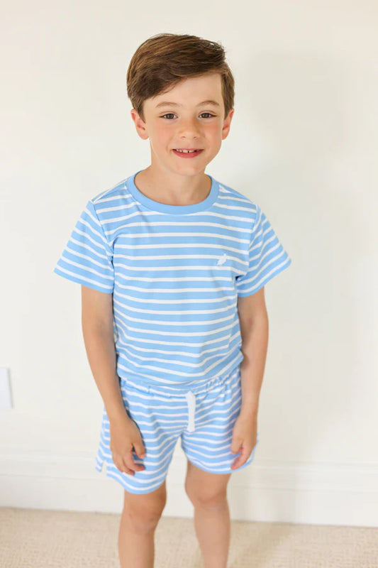Crew & Short - Sky Stripe/White