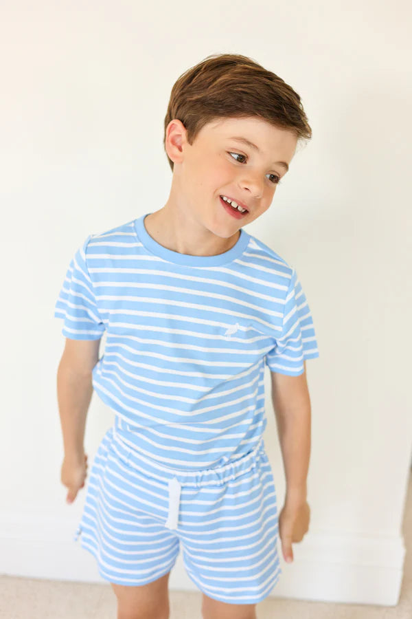 Crew & Short - Sky Stripe/White