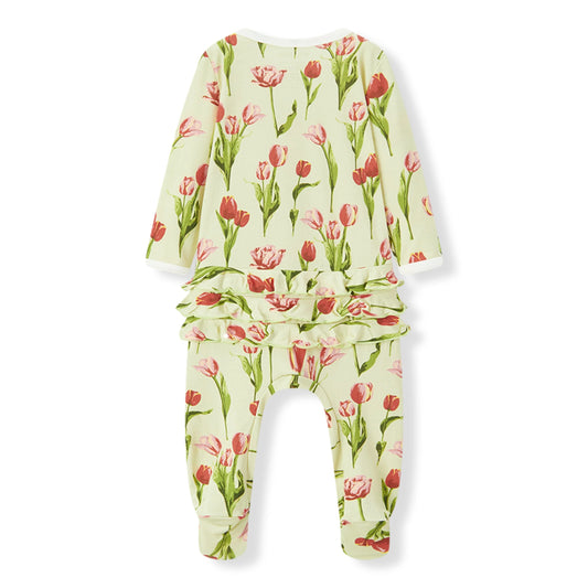 MB Ruffle Zip Footed Romper - Tulip