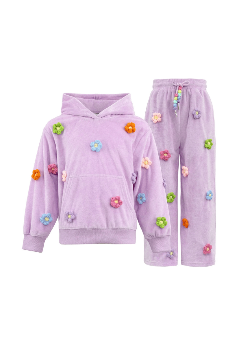Rainbow Daisy Velour Set